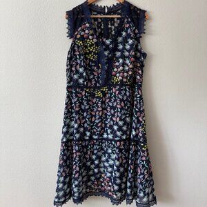 Nanette Lepore Flowy Floral Dress with Lace Trim Size‎ 14